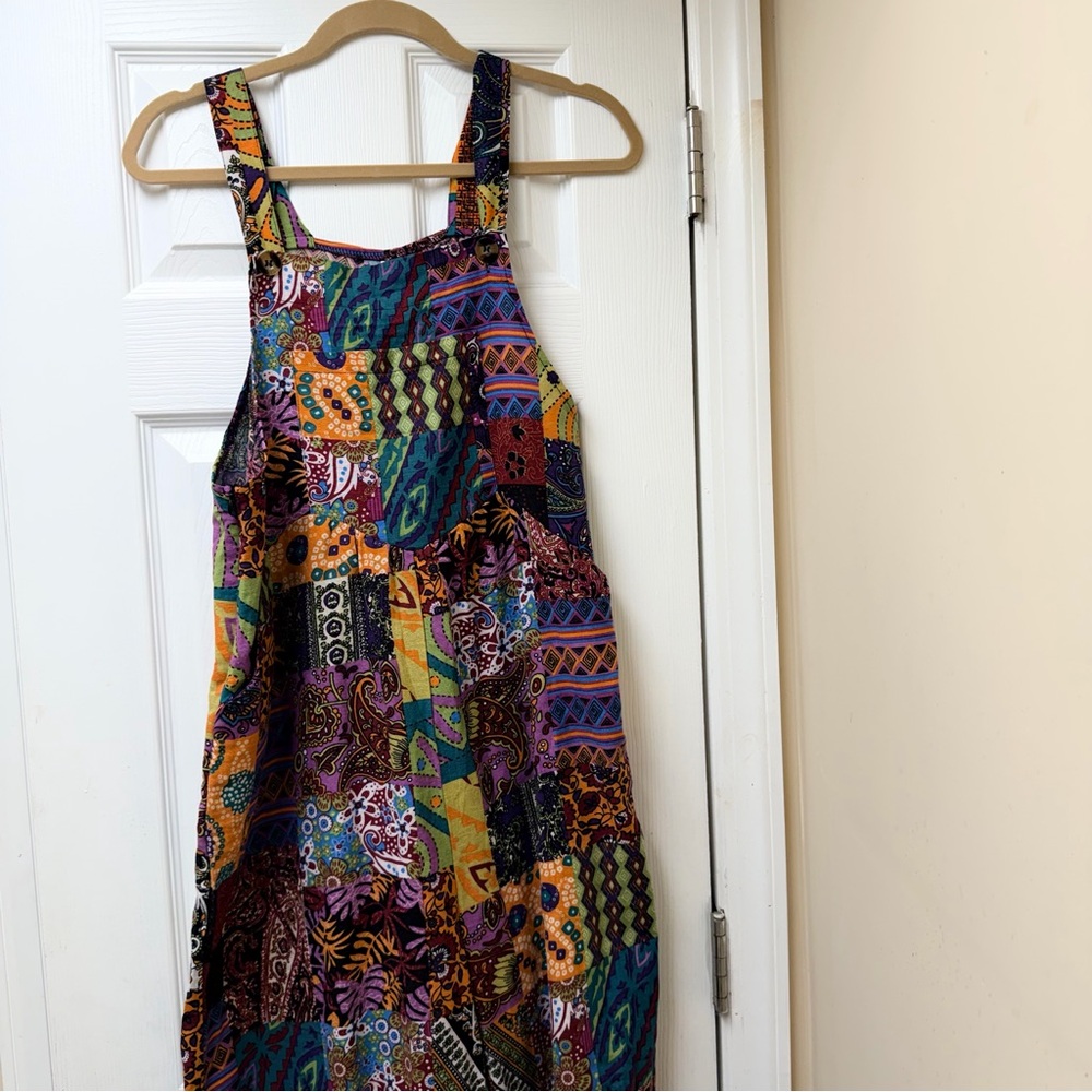 Vintage Colorful Patchwork Sleeveless Jumpsuit